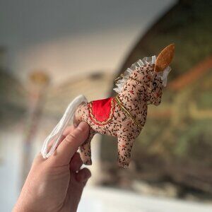 Floral Plush Horse Holiday Ornament